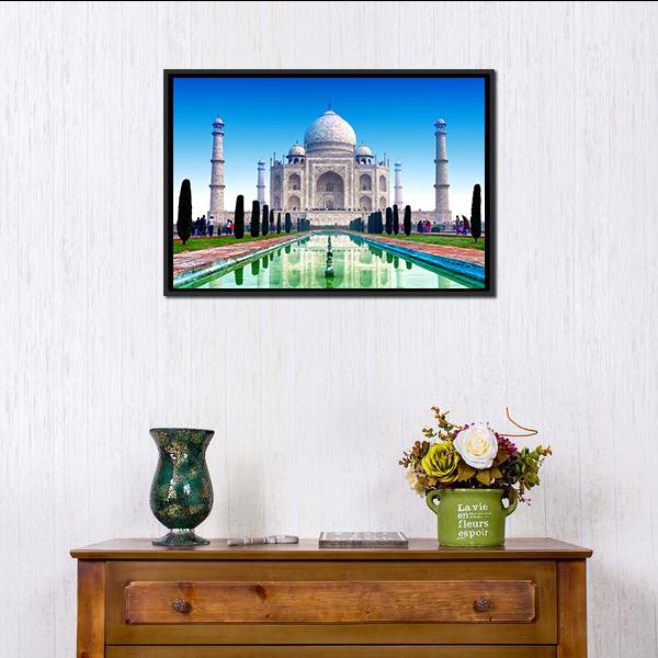 Beautiful Taj Mahal Canvas Wall Art-1 Piece-Floating Frame-24" x 16"-Tiaracle