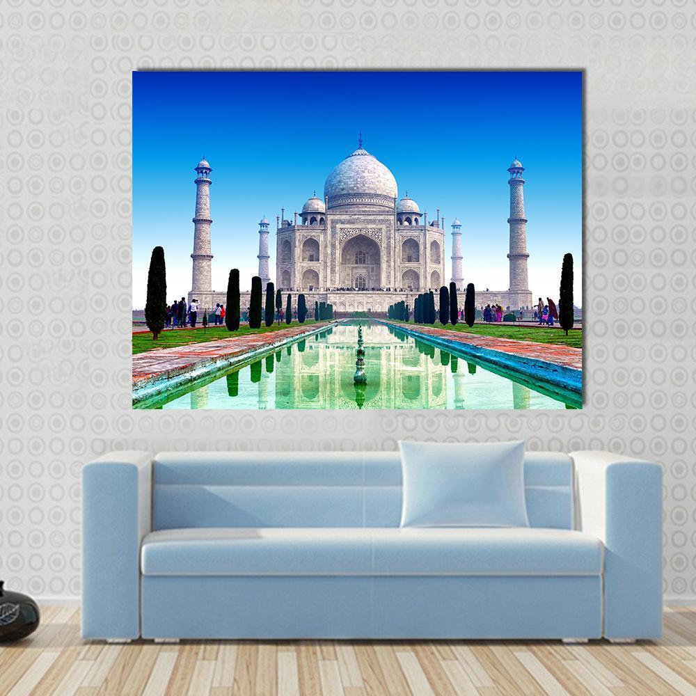Beautiful Taj Mahal Canvas Wall Art-1 Piece-Gallery Wrap-48" x 32"-Tiaracle