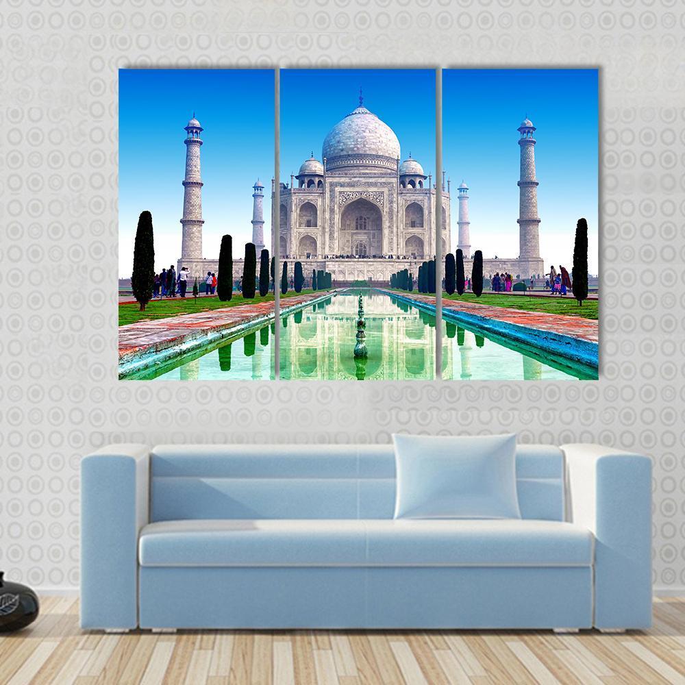 Beautiful Taj Mahal Canvas Wall Art-3 Horizontal-Gallery Wrap-37" x 24"-Tiaracle