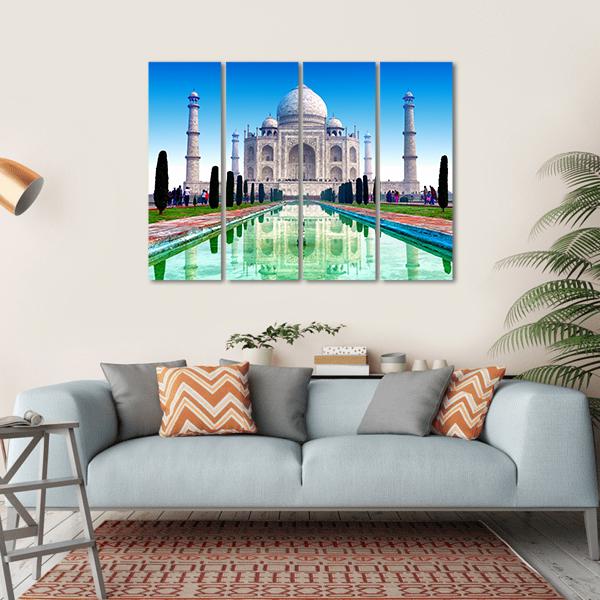 Beautiful Taj Mahal Canvas Wall Art-4 Horizontal-Gallery Wrap-34" x 24"-Tiaracle