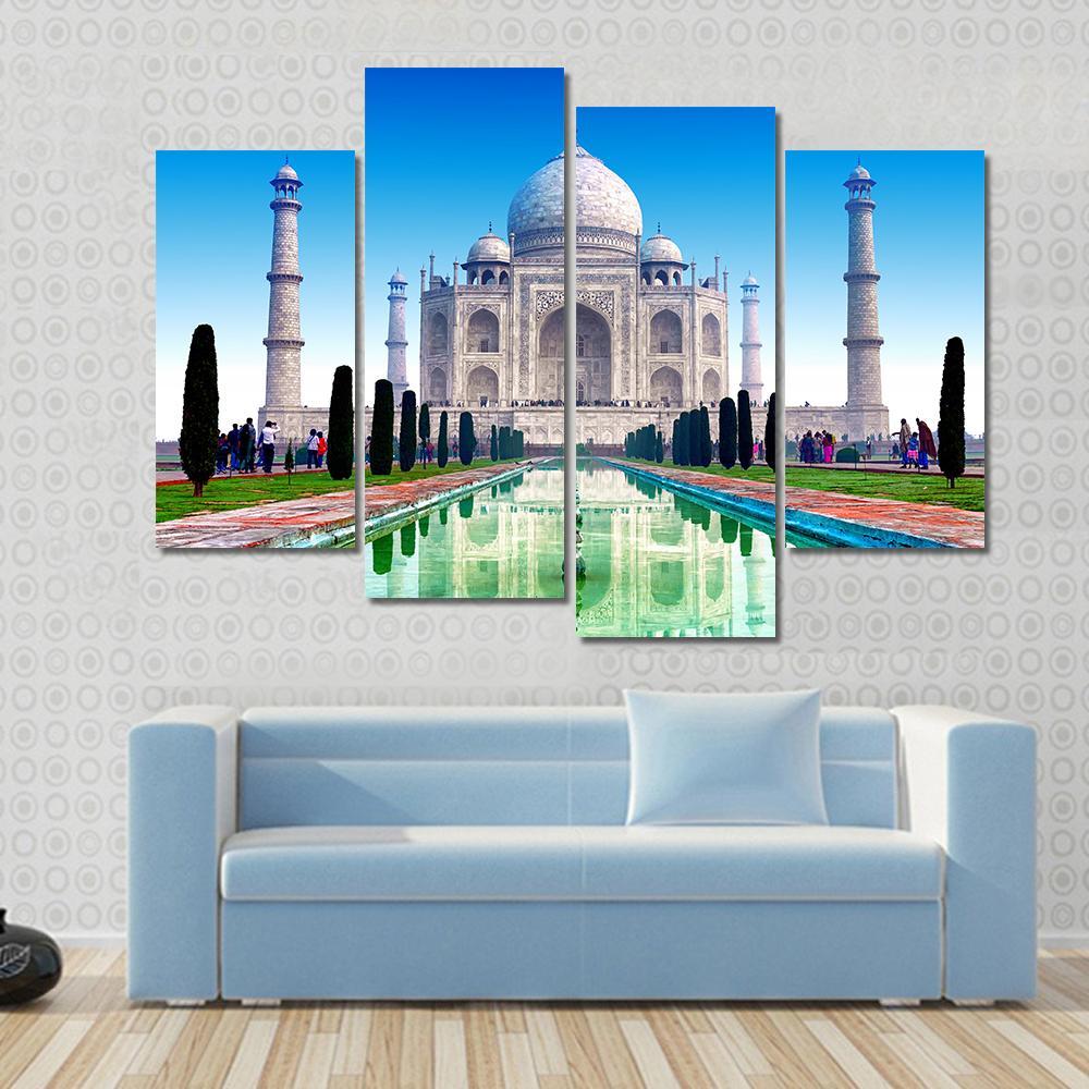 Beautiful Taj Mahal Canvas Wall Art-4 Pop-Gallery Wrap-50" x 32"-Tiaracle