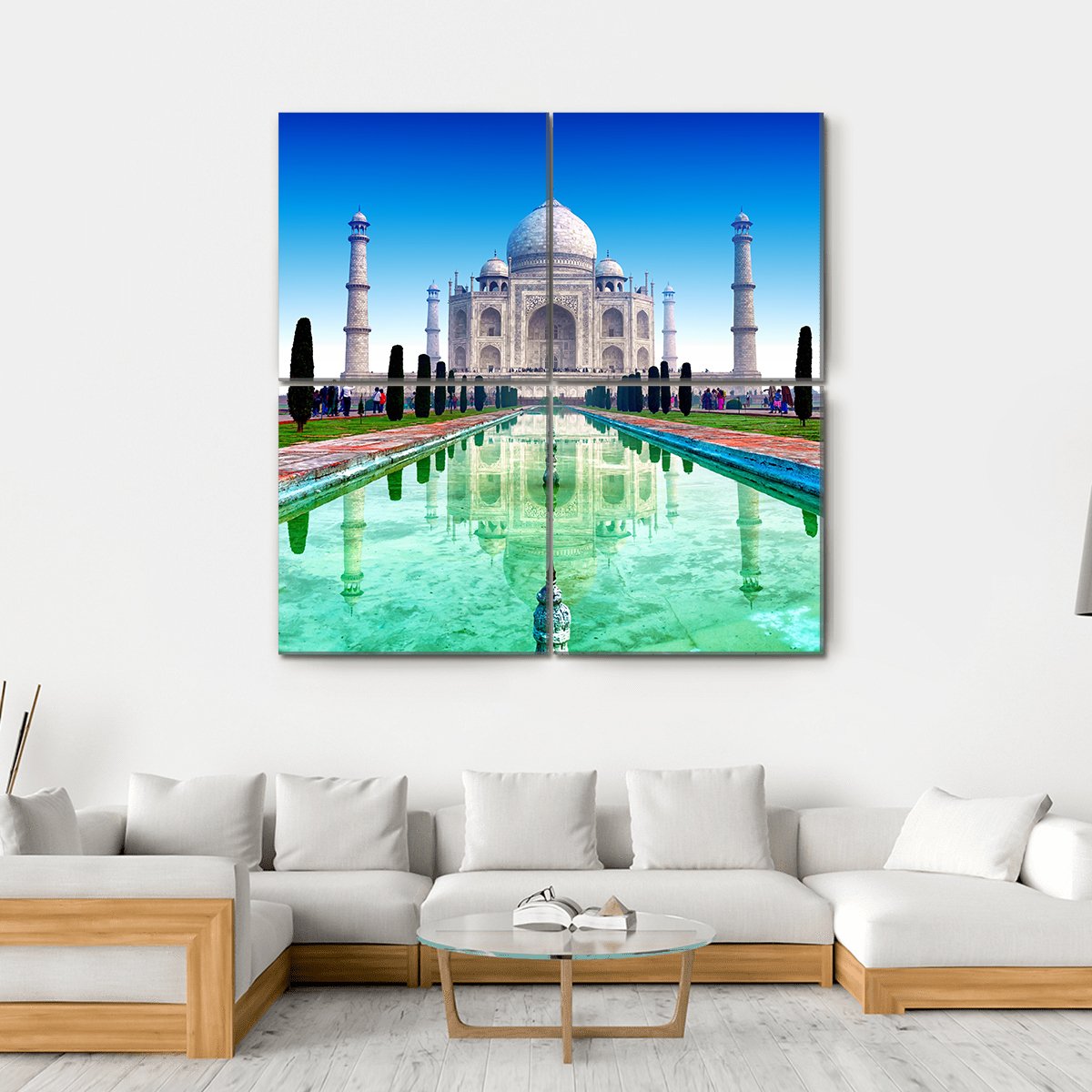 Beautiful Taj Mahal Canvas Wall Art-4 Square-Gallery Wrap-17" x 17"-Tiaracle