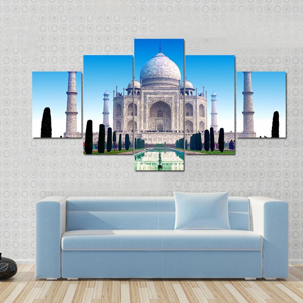 Beautiful Taj Mahal Canvas Wall Art-5 Star-Gallery Wrap-62" x 32"-Tiaracle