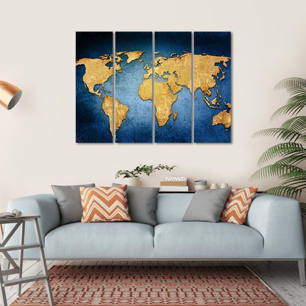 Textured World Map Canvas Wall Art-4 Horizontal-Gallery Wrap-34" x 24"-Tiaracle