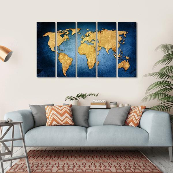 Textured World Map Canvas Wall Art-5 Horizontal-Gallery Wrap-22" x 12"-Tiaracle