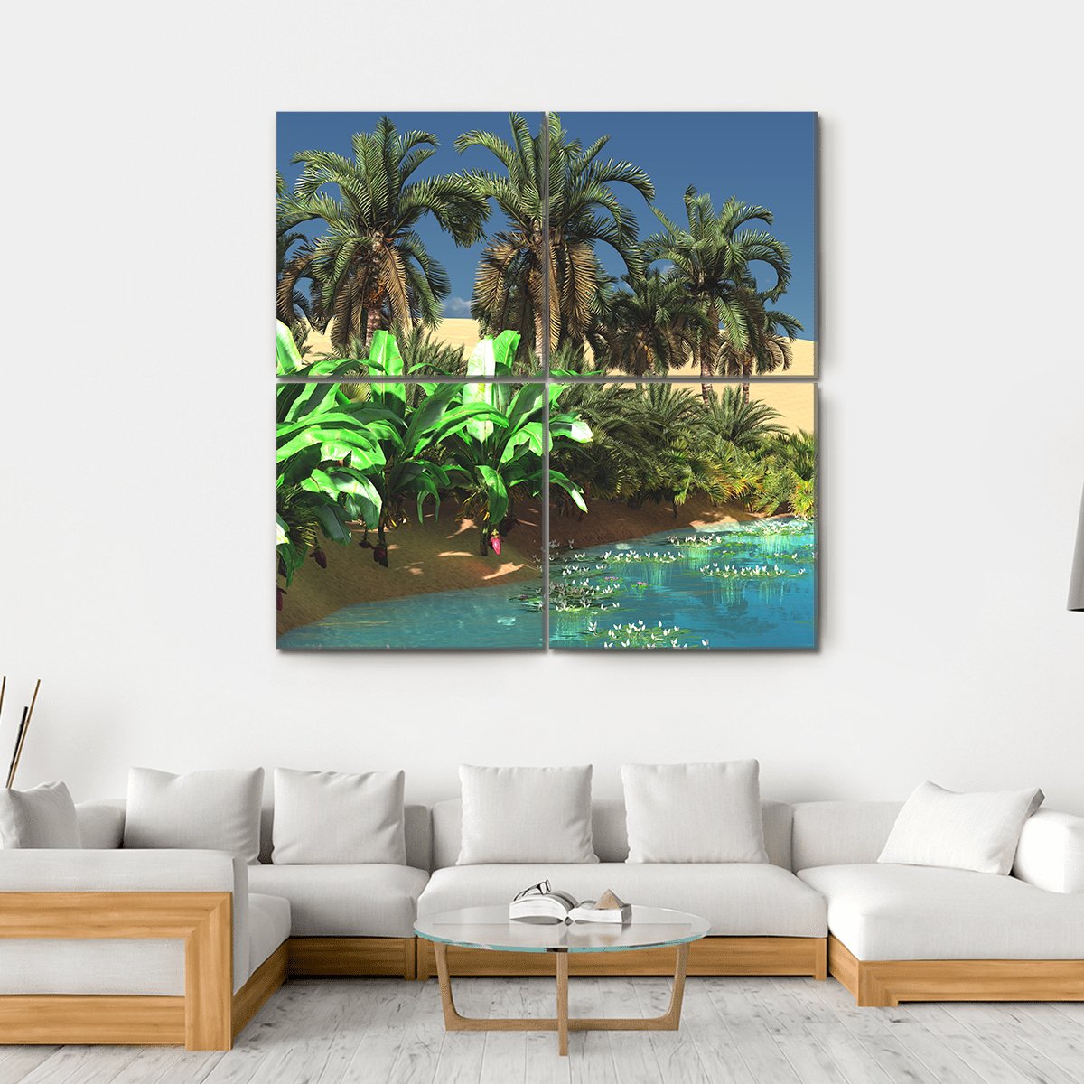 Beautiful Tropical Arabic Beach Canvas Wall Art-4 Square-Gallery Wrap-17" x 17"-Tiaracle