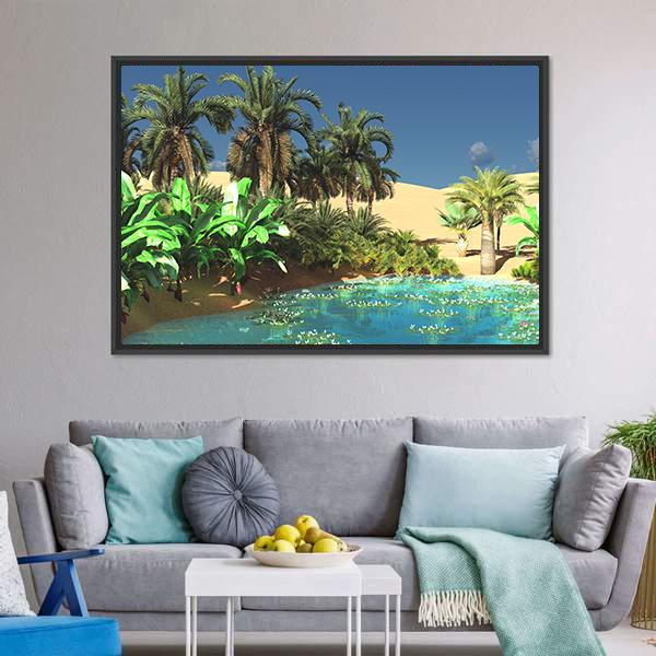 Beautiful Tropical Arabic Beach Panoramic Canvas Wall Art-1 Piece-36" x 12"-Tiaracle