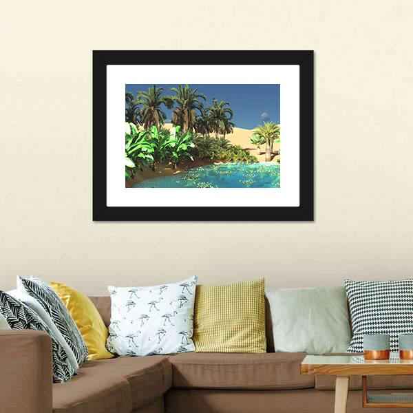 Beautiful Tropical Arabic Beach Panoramic Canvas Wall Art-1 Piece-36" x 12"-Tiaracle