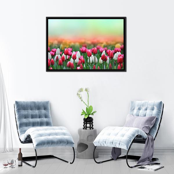 Beautiful Tulips Field Canvas Wall Art-5 Horizontal-Gallery Wrap-22" x 12"-Tiaracle