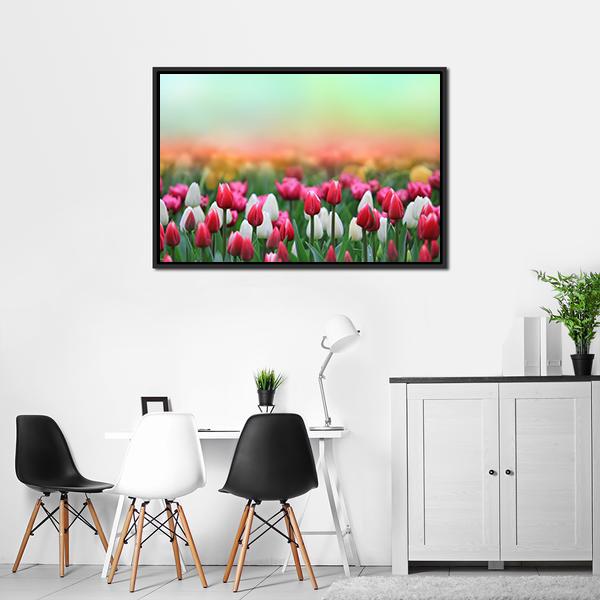 Beautiful Tulips Field Canvas Wall Art-5 Horizontal-Gallery Wrap-22" x 12"-Tiaracle