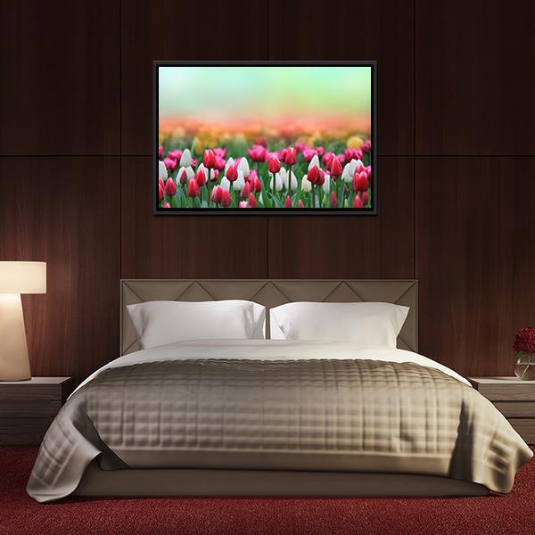 Beautiful Tulips Field Canvas Wall Art-5 Horizontal-Gallery Wrap-22" x 12"-Tiaracle