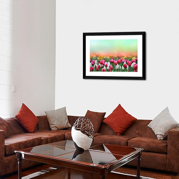 Beautiful Tulips Field Canvas Wall Art-5 Horizontal-Gallery Wrap-22" x 12"-Tiaracle
