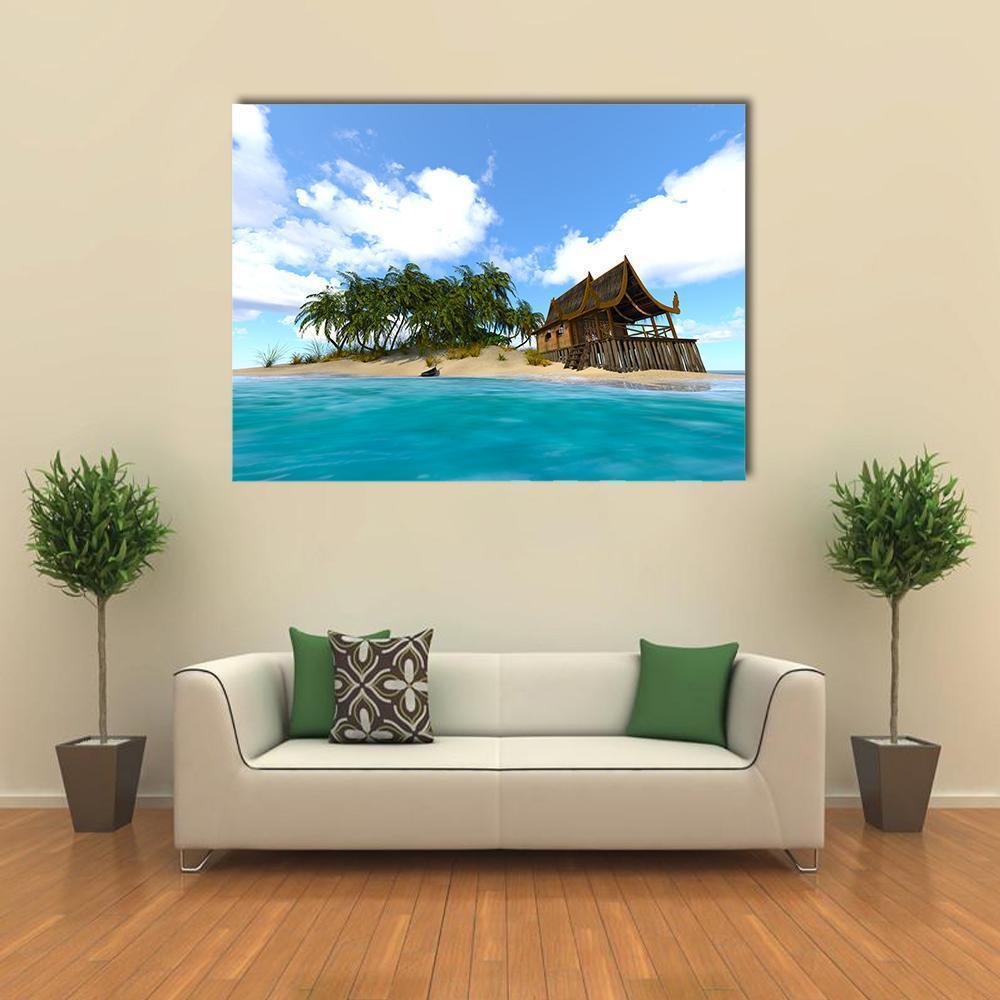 Beautiful View Of Island Canvas Wall Art-4 Horizontal-Gallery Wrap-34" x 24"-Tiaracle