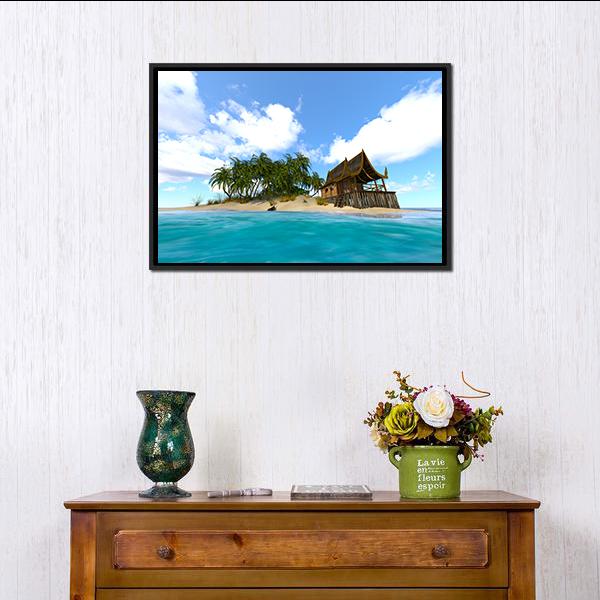 Beautiful View Of Island Canvas Wall Art-1 Piece-Floating Frame-24" x 16"-Tiaracle