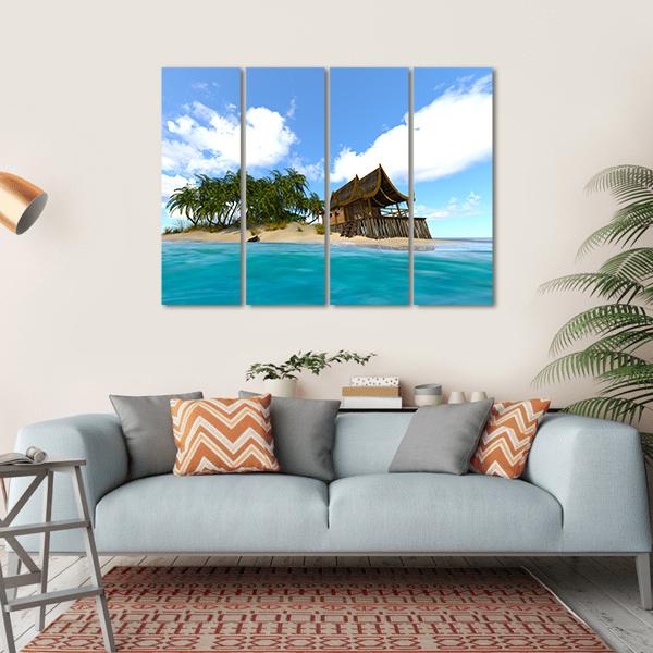 Beautiful View Of Island Canvas Wall Art-4 Horizontal-Gallery Wrap-34" x 24"-Tiaracle