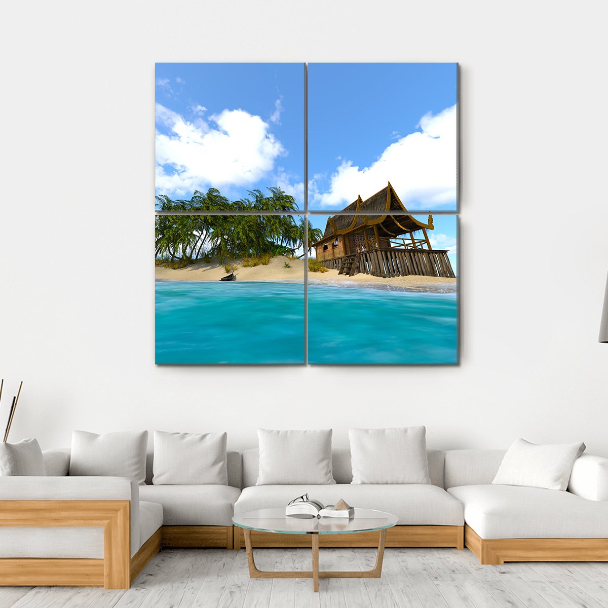 Beautiful View Of Island Canvas Wall Art-4 Square-Gallery Wrap-17" x 17"-Tiaracle