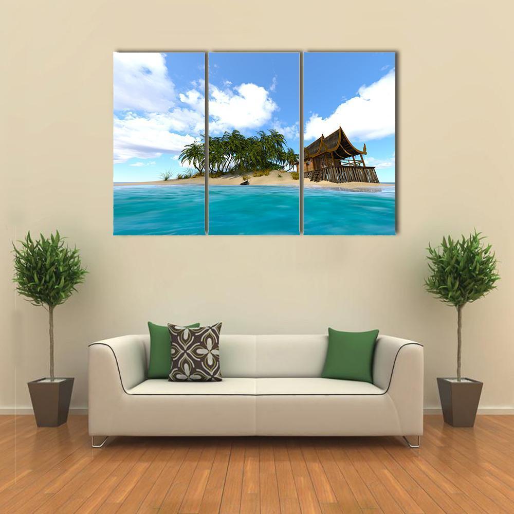 Beautiful View Of Island Canvas Wall Art-3 Horizontal-Gallery Wrap-37" x 24"-Tiaracle