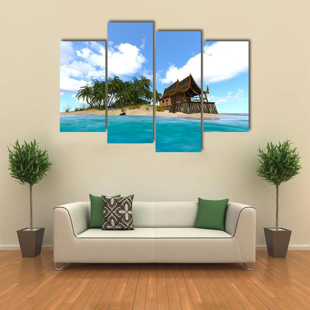 Beautiful View Of Island Canvas Wall Art-4 Pop-Gallery Wrap-50" x 32"-Tiaracle