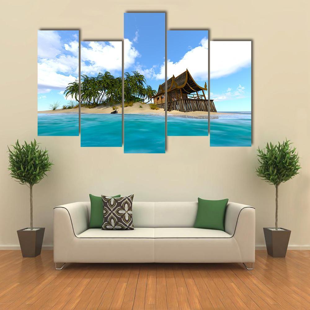 Beautiful View Of Island Canvas Wall Art-5 Pop-Gallery Wrap-47" x 32"-Tiaracle