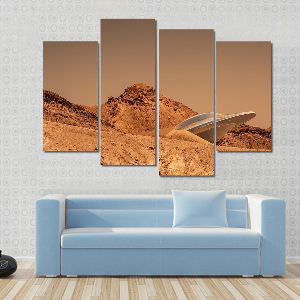Beautiful View Of Mars Canvas Wall Art-4 Pop-Gallery Wrap-50" x 32"-Tiaracle