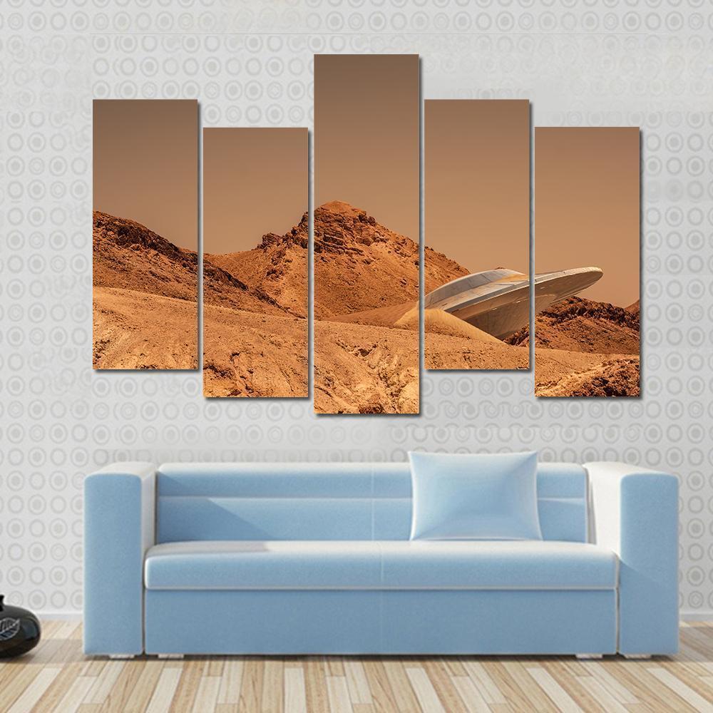 Beautiful View Of Mars Canvas Wall Art-5 Pop-Gallery Wrap-47" x 32"-Tiaracle
