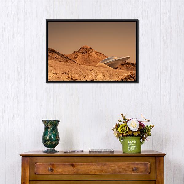 Beautiful View Of Mars Canvas Wall Art-1 Piece-Floating Frame-24" x 16"-Tiaracle