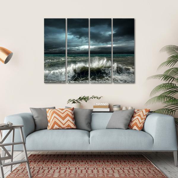 Storm Seascape Canvas Wall Art-4 Horizontal-Gallery Wrap-34" x 24"-Tiaracle