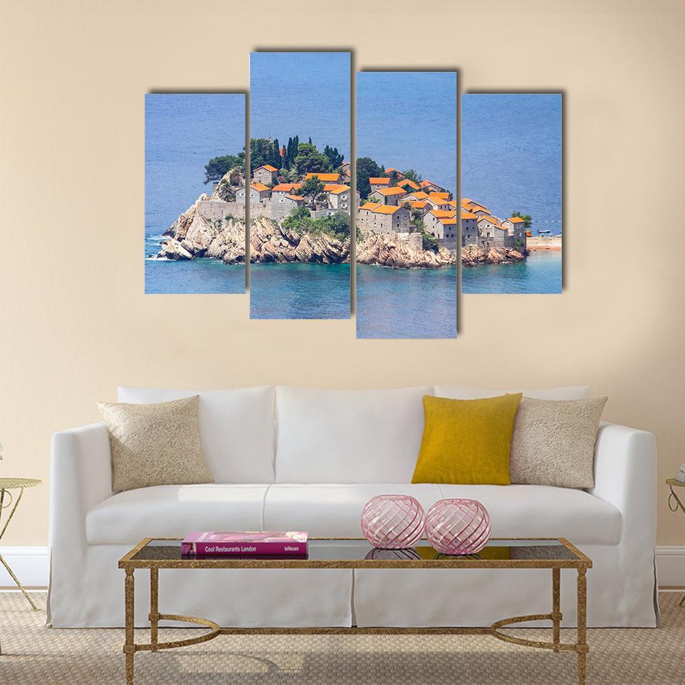 Resort On Adriatic Sea Canvas Wall Art-4 Pop-Gallery Wrap-50" x 32"-Tiaracle