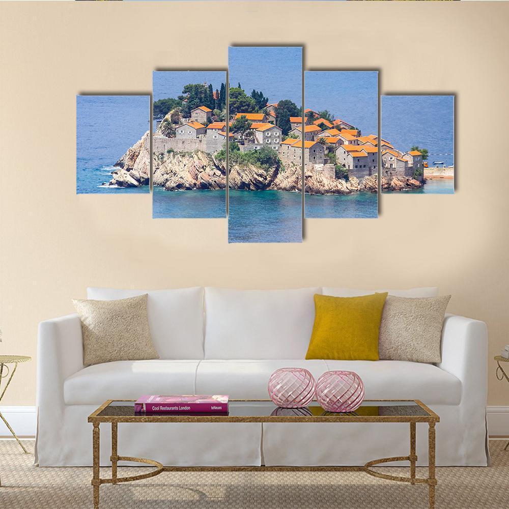 Resort On Adriatic Sea Canvas Wall Art-5 Pop-Gallery Wrap-47" x 32"-Tiaracle