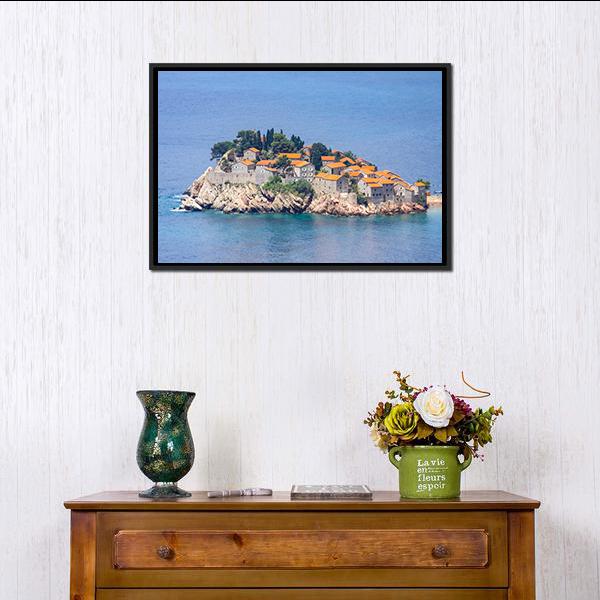 Resort On Adriatic Sea Canvas Wall Art-1 Piece-Floating Frame-24" x 16"-Tiaracle