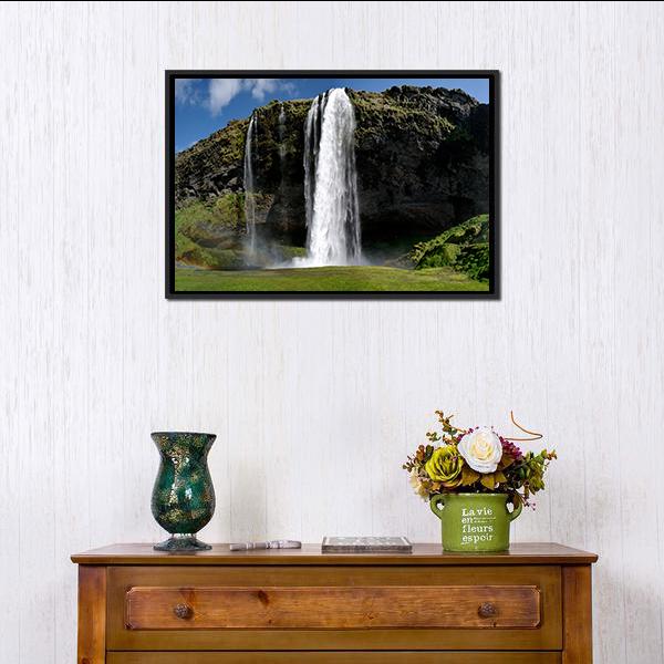Beautiful Waterfall Canvas Wall Art-1 Piece-Floating Frame-24" x 16"-Tiaracle