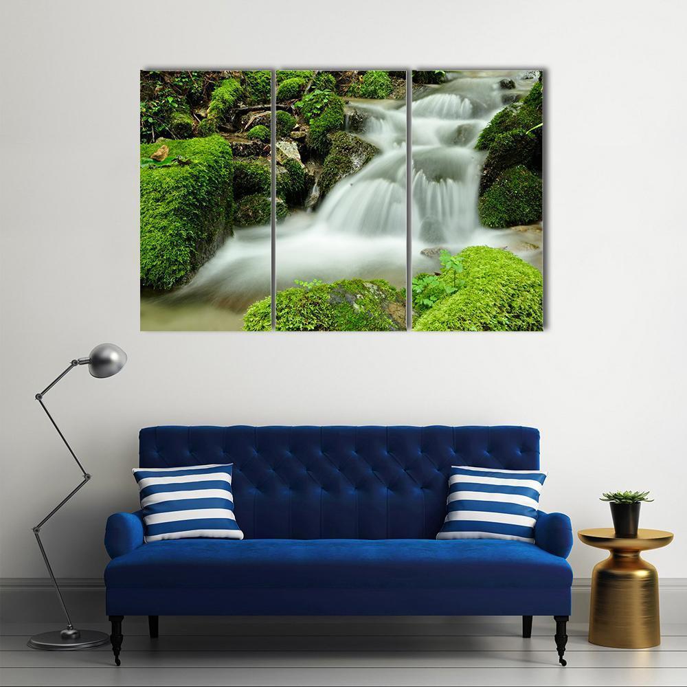 Stream Of Water Canvas Wall Art-3 Horizontal-Gallery Wrap-37" x 24"-Tiaracle