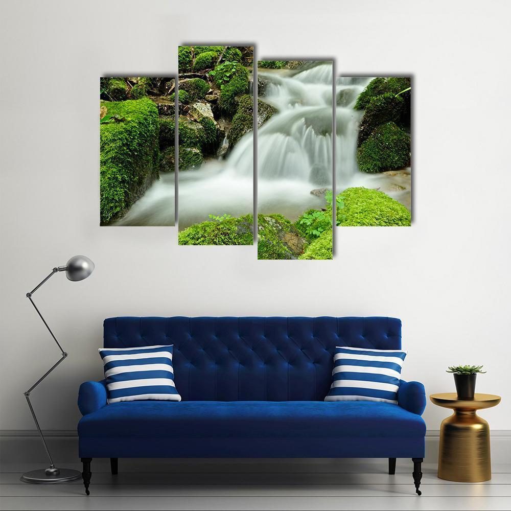 Stream Of Water Canvas Wall Art-4 Pop-Gallery Wrap-50" x 32"-Tiaracle