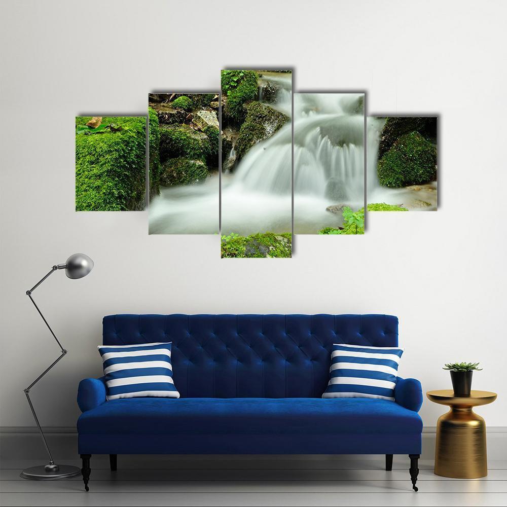 Stream Of Water Canvas Wall Art-5 Star-Gallery Wrap-62" x 32"-Tiaracle