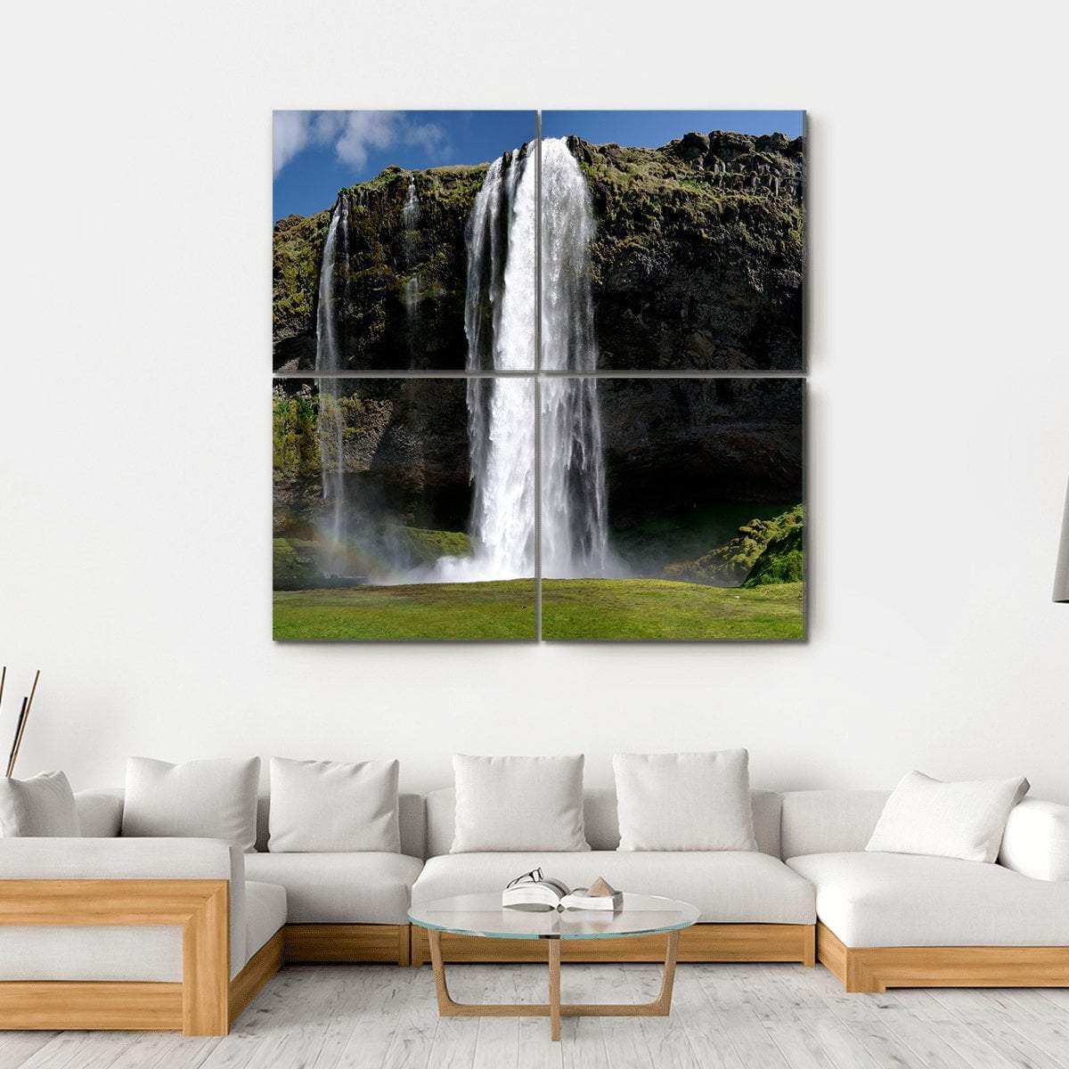 Beautiful Waterfall Canvas Wall Art-4 Square-Gallery Wrap-17" x 17"-Tiaracle