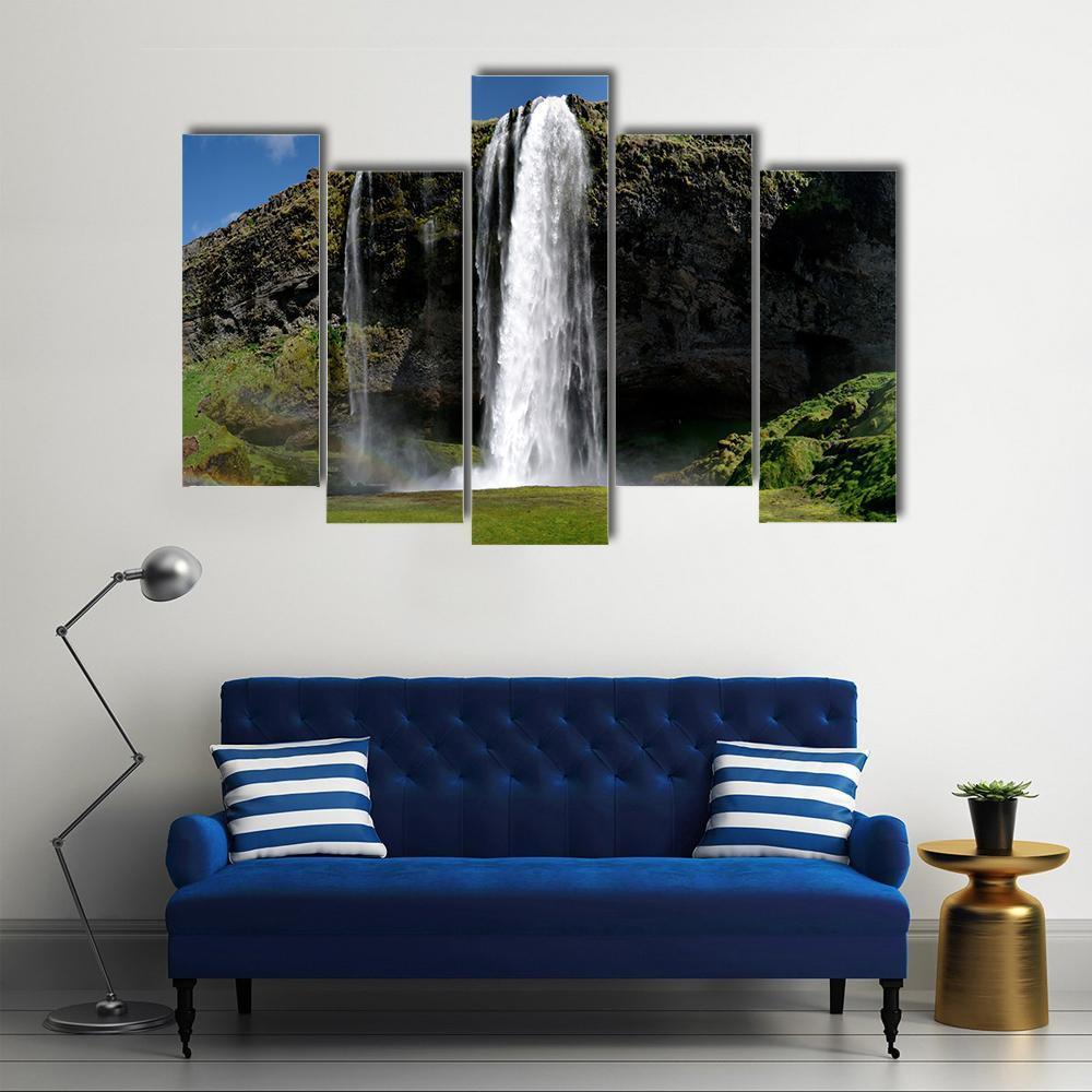 Beautiful Waterfall Canvas Wall Art-5 Pop-Gallery Wrap-47" x 32"-Tiaracle