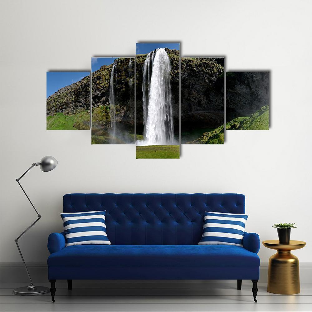 Beautiful Waterfall Canvas Wall Art-5 Star-Gallery Wrap-62" x 32"-Tiaracle