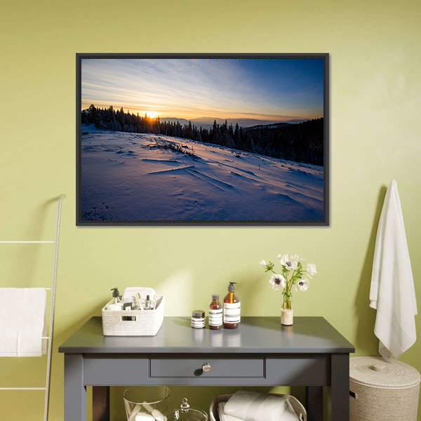Beautiful Winter Landscape Canvas Wall Art-1 Piece-Floating Frame-24&quot; x 16&quot;-Tiaracle