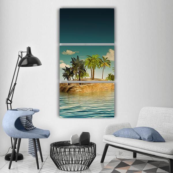 Island In The Sea Vertical Canvas Wall Art-3 Vertical-Gallery Wrap-12" x 25"-Tiaracle