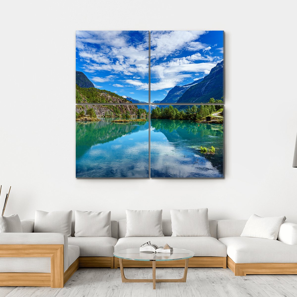 Beauty Of Norway Landscape Canvas Wall Art-4 Square-Gallery Wrap-17" x 17"-Tiaracle