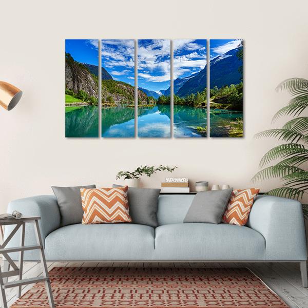Beauty Of Norway Landscape Canvas Wall Art-5 Horizontal-Gallery Wrap-22" x 12"-Tiaracle