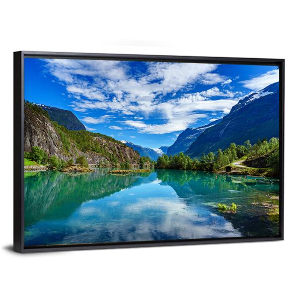 Beauty Of Norway Landscape Canvas Wall Art-3 Horizontal-Gallery Wrap-25" x 16"-Tiaracle