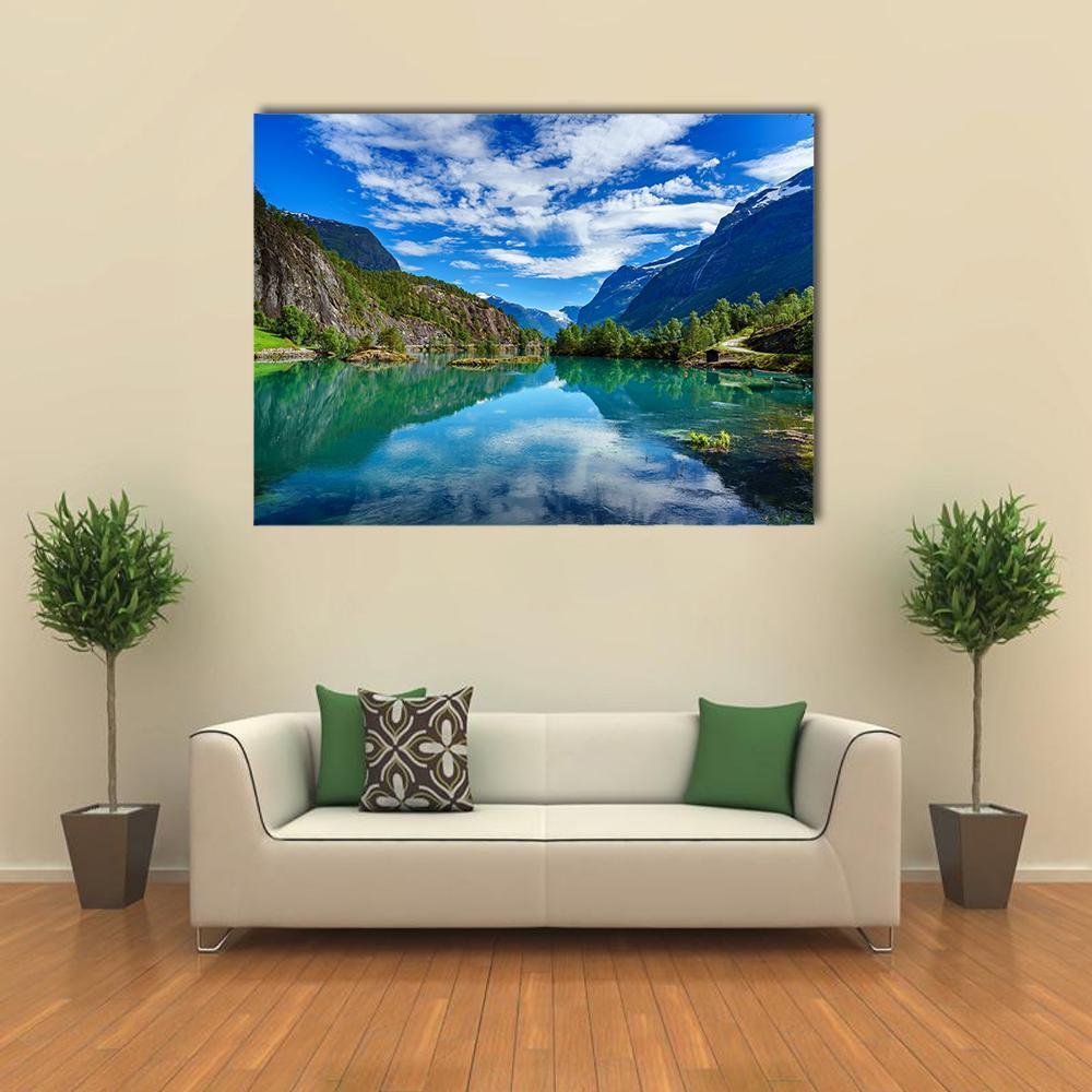 Beauty Of Norway Landscape Canvas Wall Art-5 Star-Gallery Wrap-62" x 32"-Tiaracle