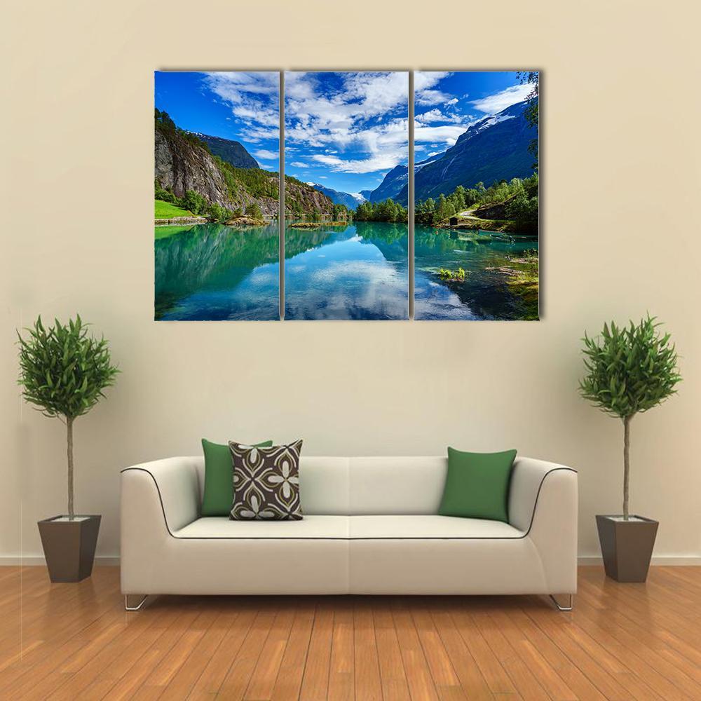 Beauty Of Norway Landscape Canvas Wall Art-3 Horizontal-Gallery Wrap-37" x 24"-Tiaracle