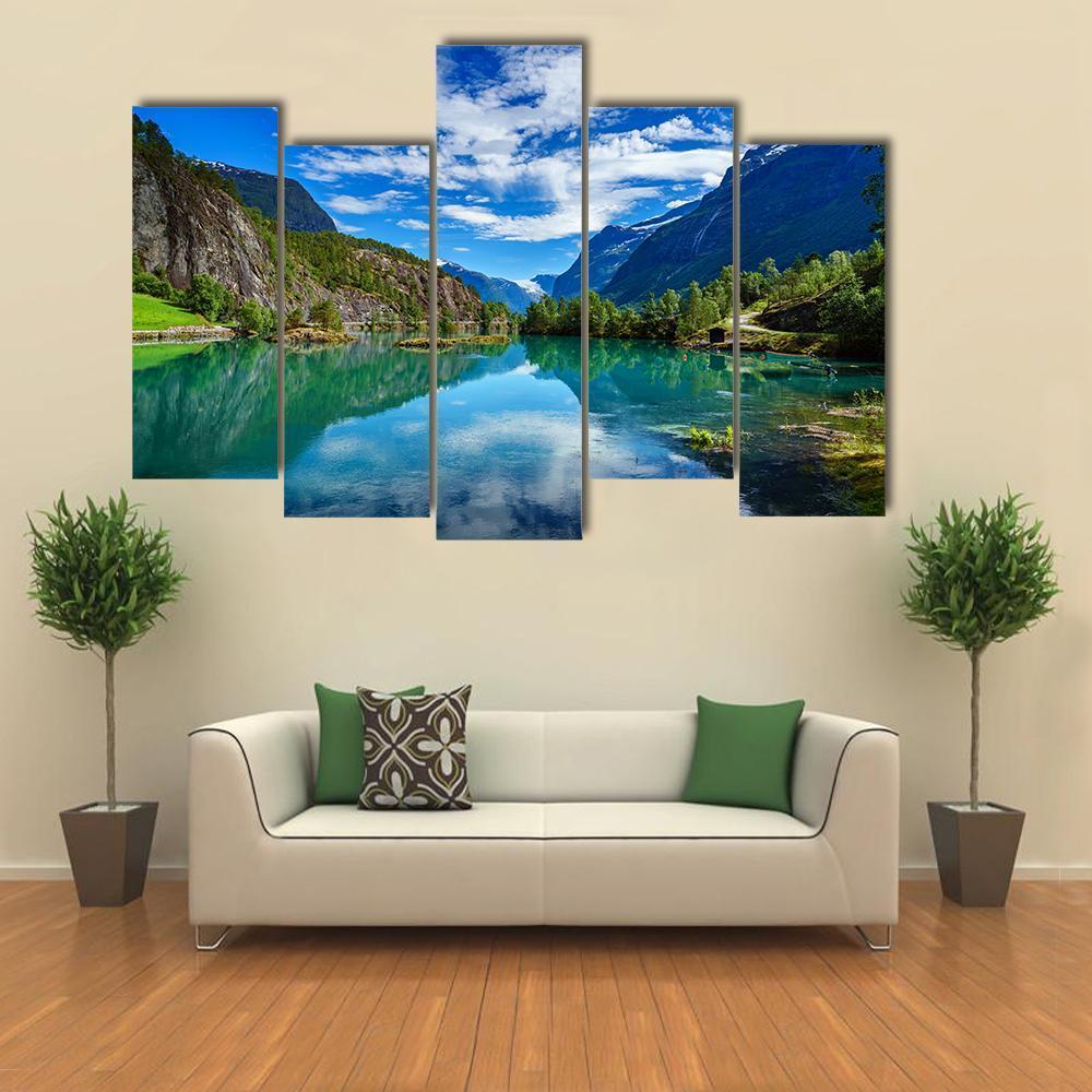 Beauty Of Norway Landscape Canvas Wall Art-5 Pop-Gallery Wrap-47" x 32"-Tiaracle