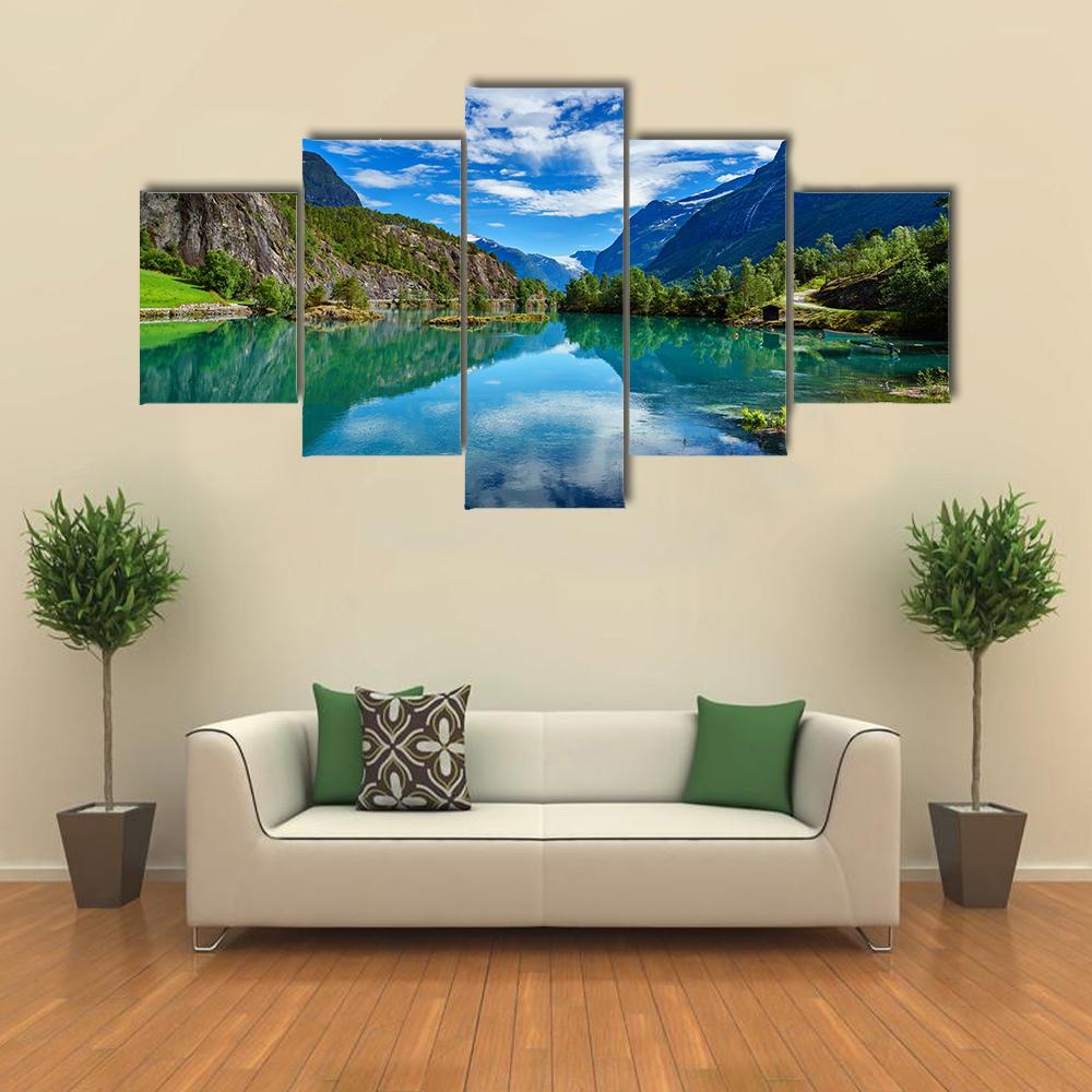 Beauty Of Norway Landscape Canvas Wall Art-5 Star-Gallery Wrap-62" x 32"-Tiaracle