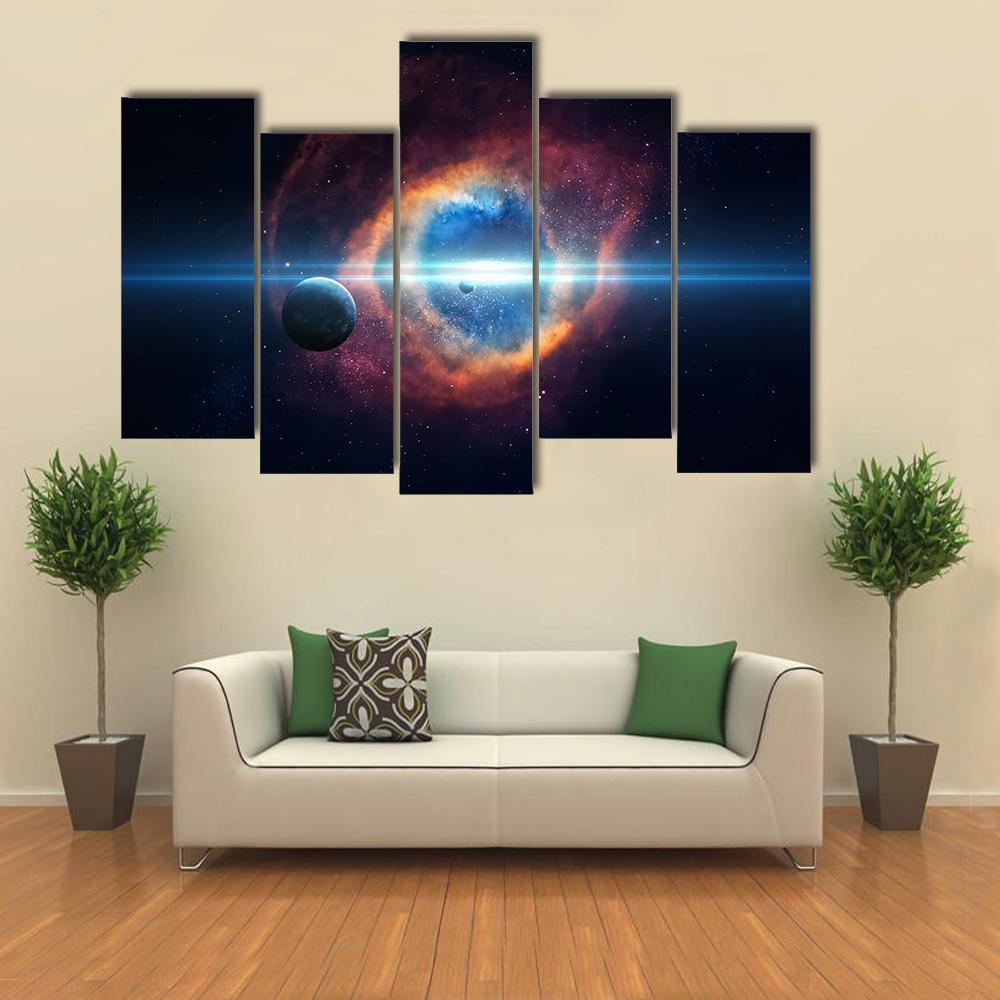 Beauty Of Space Canvas Wall Art-5 Pop-Gallery Wrap-47" x 32"-Tiaracle
