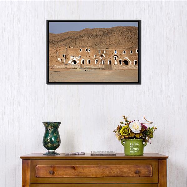 Bedouin House Tunisia Canvas Wall Art-1 Piece-Floating Frame-24" x 16"-Tiaracle