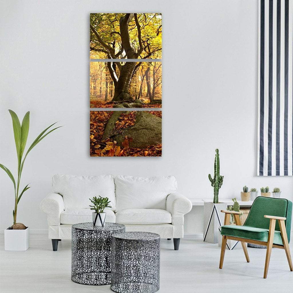 Beech Forest Vertical Canvas Wall Art-3 Vertical-Gallery Wrap-12" x 25"-Tiaracle