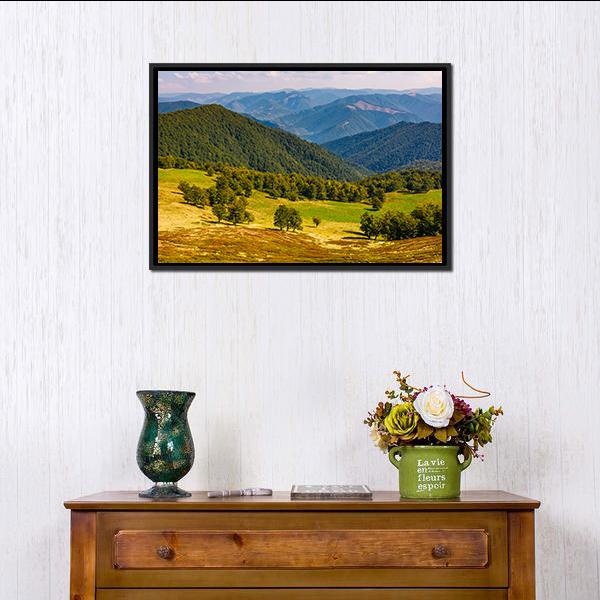 Beech Trees On Hill Canvas Wall Art-1 Piece-Floating Frame-24" x 16"-Tiaracle